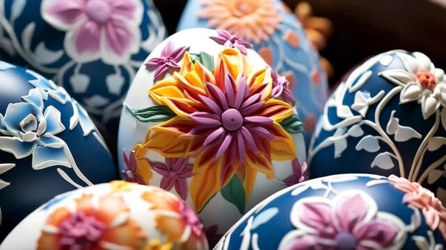 Holiday Easter with bright eggs are main accessory at background
