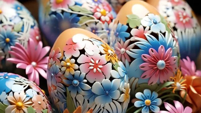 Holiday Easter with bright eggs are main accessory at background