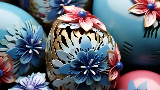 Holiday Easter with bright eggs are main accessory at background