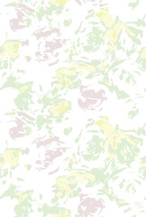 Obraz premium flowers and green leaves placed in different directions on a white background