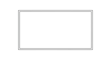 A simple rectangular frame with a thin black border against a stark white background creating a minimalist silhouette high quality professional