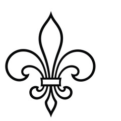 A stylized fleur de lis design a classic heraldic symbol in black © mojaffor