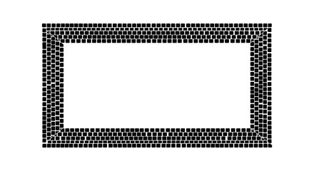 A rectangular frame composed of small black squares surrounds a large white space creating a stark contrast silhouette high quality professional