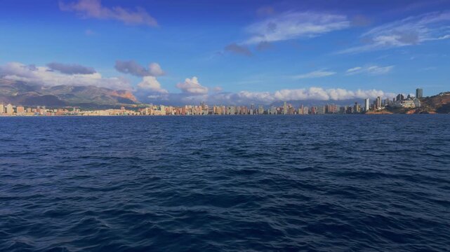 Benidorm skyline from the sea Costa Blanca Alicante Mediterranean