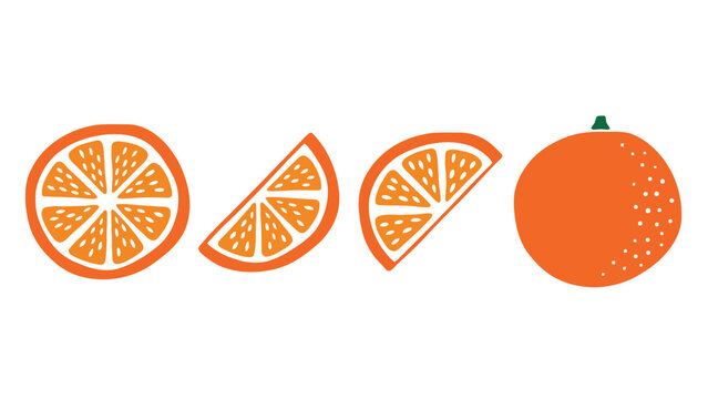A vibrant illustration of oranges and slices on a white background