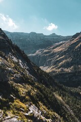 Naklejka premium France Parc national des Pyrénées mountain valley and ridges panorama