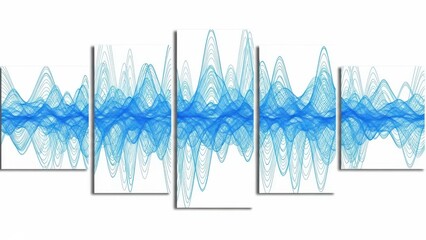 Multipanel blue waveform graph on screens
