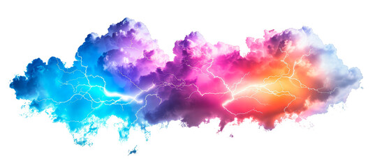Obraz premium Colorful cloud with lightning in a stormy weather scene on a white background