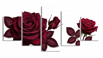 Multi panel art print of red roses