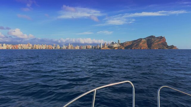 Benidorm skyline from the sea Costa Blanca Alicante Mediterranean