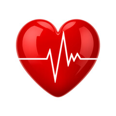 Red Heart with Pulse Line Icon