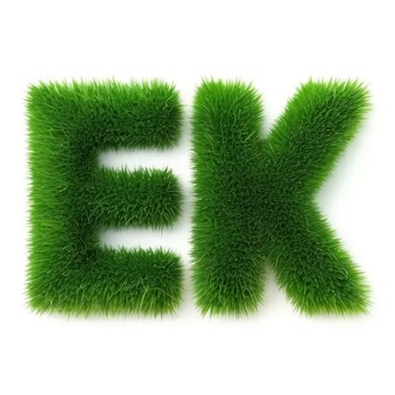 Green grass letters e and k