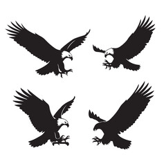 Obraz premium Eagle Vector Silhouette Black and WhiteMinimal Eagle Illustration Set VectorAbstract Eagle Shape Black White Vector