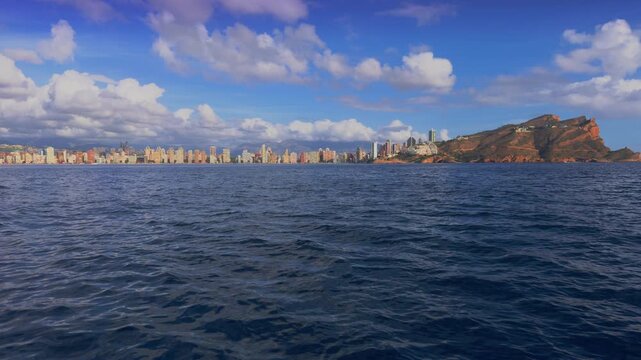 Benidorm skyline from the sea Costa Blanca Alicante Mediterranean