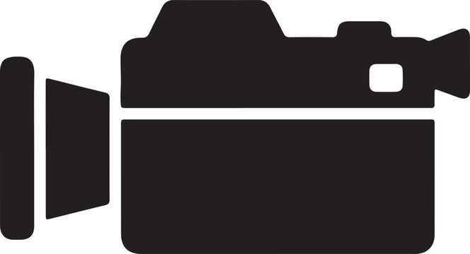 Silhouette of a video camera with a tripod isolated on a transparent background