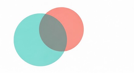 Minimal venn diagram circles in teal and coral on white