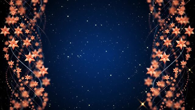 4k boder beautiful stars glitter particles background with decoration frame for new year, chrismtas, birthday greeting, valentine day 