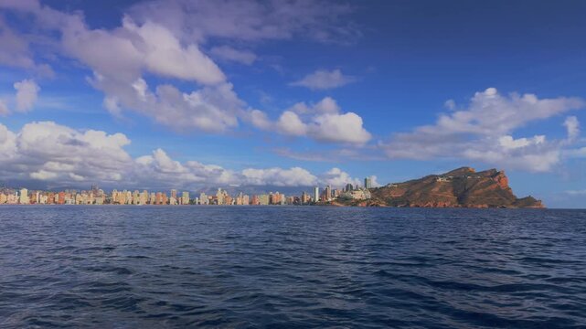 Benidorm skyline from the sea Costa Blanca Alicante Mediterranean