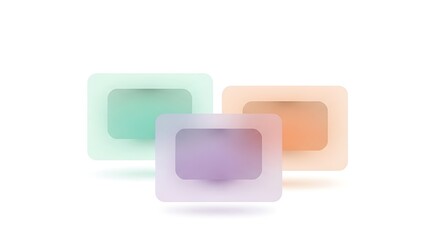 Overlapping translucent rounded cards in pastel colors on white