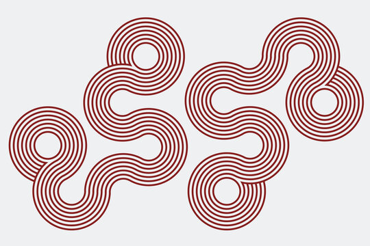 Abstract geometric background featuring maroon parallel flowing lines and curved loops on a light gray backdrop