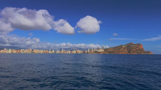 Benidorm skyline from the sea Costa Blanca Alicante Mediterranean