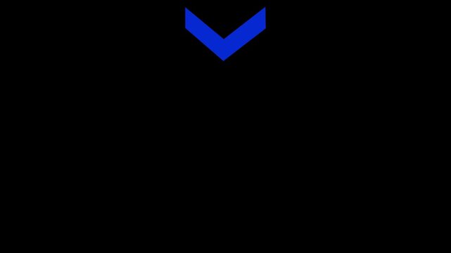 Sleek Blue Chevron Arrow Downward Loading Animation with Gradient Effect on Black