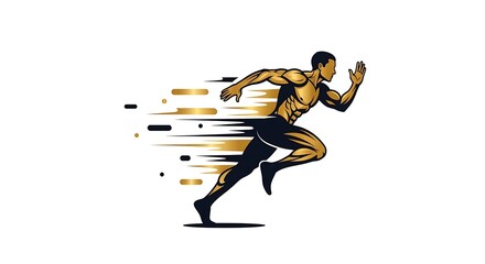 Obraz premium Dynamic athlete running with motion blur effect in gold and black