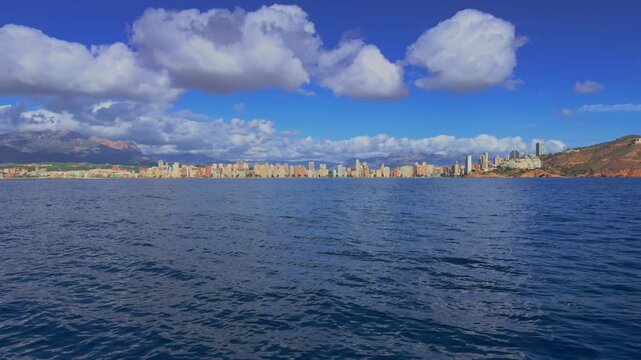 Benidorm skyline from the sea Costa Blanca Alicante Mediterranean