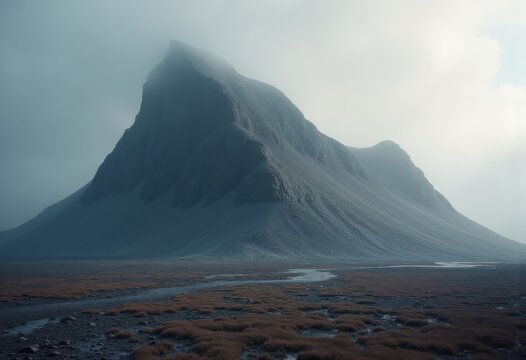 Elongated Drumlin Hill Emerging from Glacial Melting Ice Massive Formations Abstract Identity