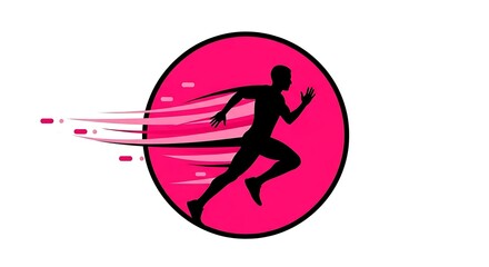 Naklejka premium Dynamic runner silhouette speeding through pink motion blur background