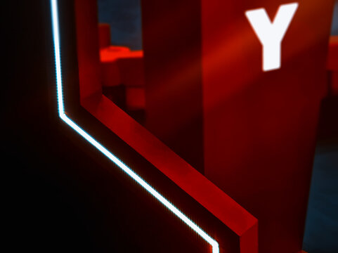 Dramatic letter Y in corridors of the spaceship illustration