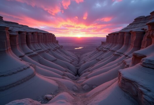 Eroded Rocky Badlands Sharp Climaxes Intense Color Gradation Celestial Dusk Eccentric Deposits