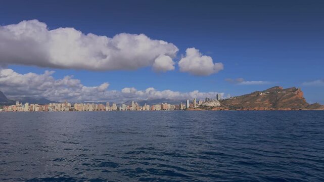 Benidorm skyline from the sea Costa Blanca Alicante Mediterranean
