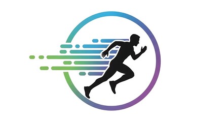 Fototapeta premium Dynamic runner in motion with colorful gradient background