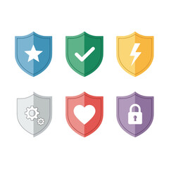 Fototapeta premium Shield Icons Set with Symbols