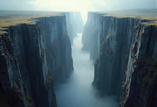 Narrow Notch Gap Amidst Towering Peaks Sharp Rocky Frame Jaw-Dropping Vertical Ascent Dramatic Chasm Geometric Nature's Sculpture