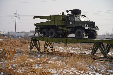 Naklejka premium Almaty, Kazakhstan - 01.20.2026 : Military special equipment. Military exercises.