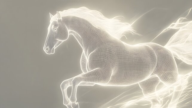 Ethereal horse in a dreamlike setting.