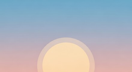 Minimal sunrise sun disk over soft blue and pink sky gradient