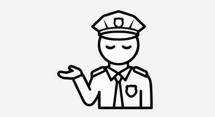 Obraz premium Police Officer Icon Gesture Open Hand.