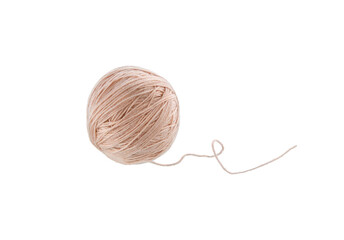 Ball of yarn isolated on white. Ball of woolen knitting thread.