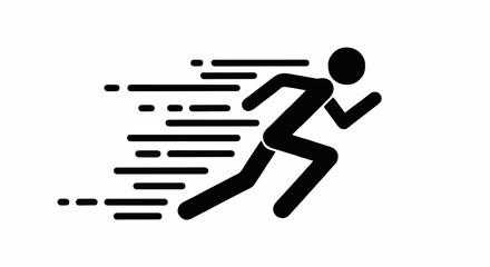 Running person icon with motion blur effect.