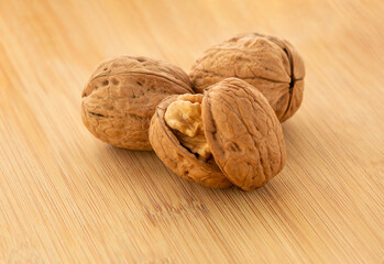 Walnuts close-up on the table