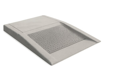 Concrete curb ramp with tactile paving on transparent background