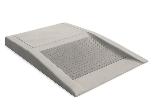 Concrete curb ramp with tactile paving on transparent background