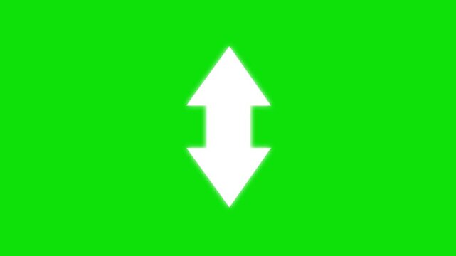 arrow indicating double meaning up and down sense icon animated on black background. Two Moving arrow up and down. up and down animated arrow symbols. Up down directional white arrow.