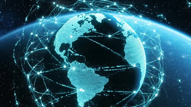 Global network connection concept with glowing lines and nodes 4k video