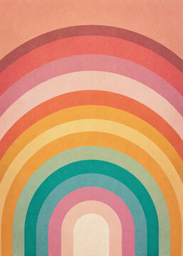 Soft pastel rainbow arch with layered muted colors, minimalist abstract composition with smooth curves and gentle texture, modern decorative art design with calm harmonious mood