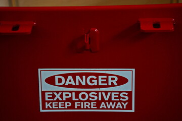 Naklejka premium A box for storing and transporting explosives. Military exercises.