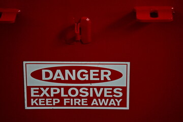 Naklejka premium A box for storing and transporting explosives. Military exercises.